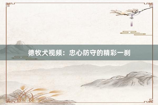 德牧犬视频：忠心防守的精彩一刹